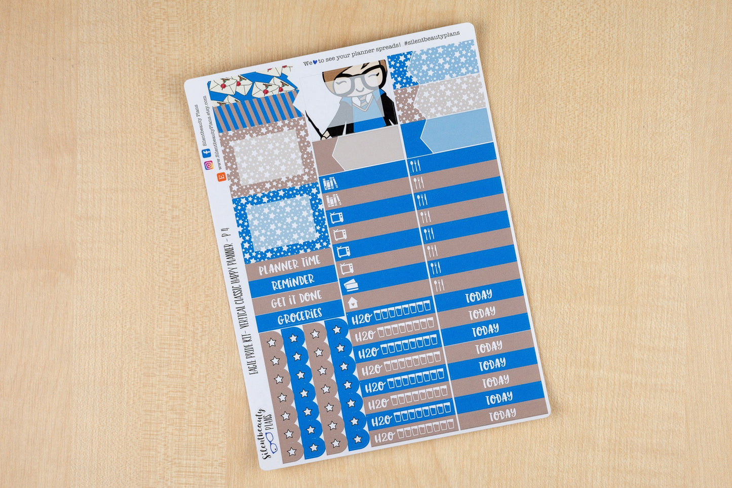 Eagle Pride Weekly Sticker Kit - Classic Happy Planner, Vertical, Planner Stickers, UK