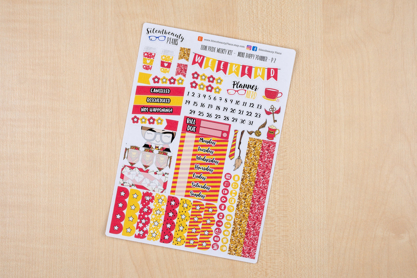 Lion Pride Weekly Kit - Mini Happy Planner, Planner Stickers, UK