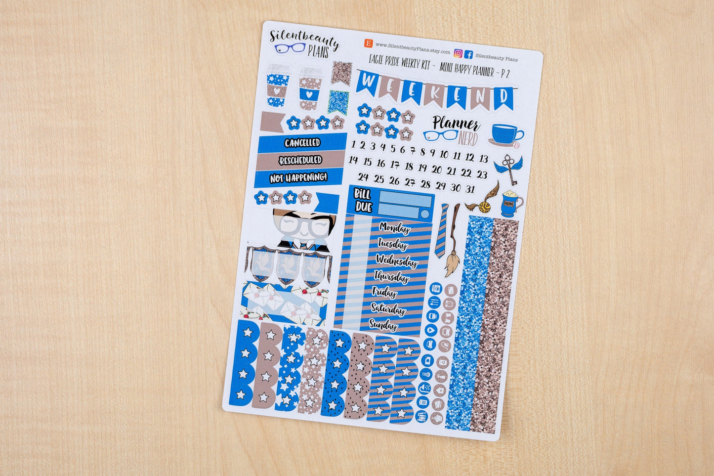 Eagle Pride Weekly Kit - Mini Happy Planner, Planner Stickers, UK