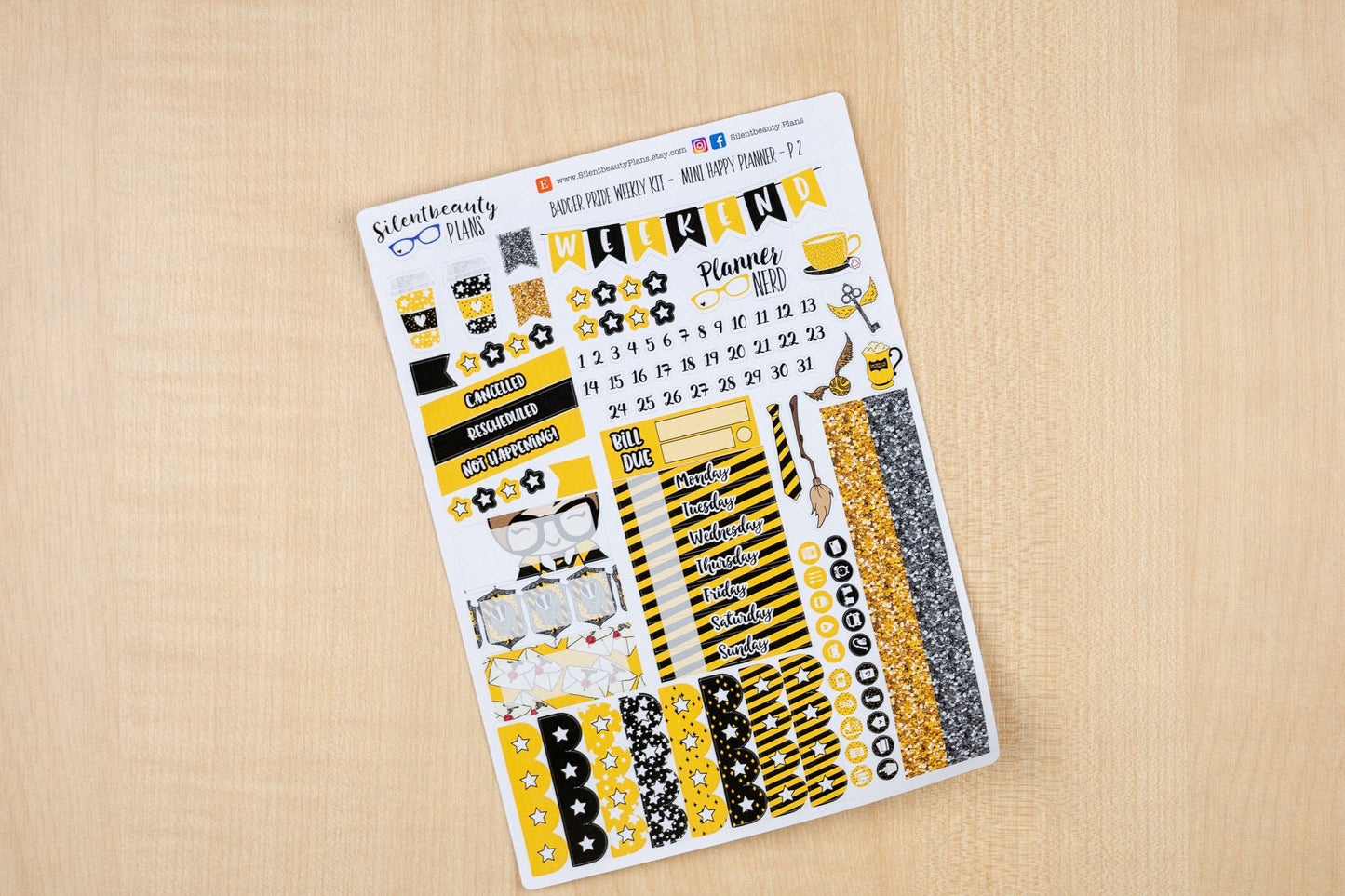Badger Pride Weekly Kit - Mini Happy Planner, Planner Stickers, UK