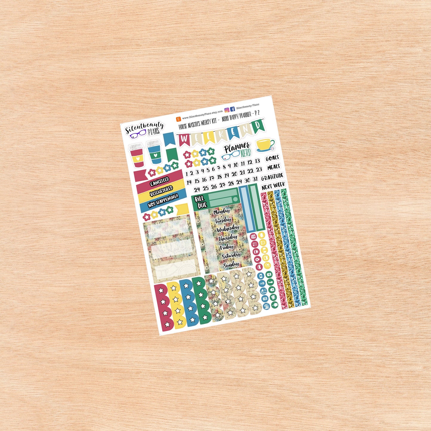 House Mascots Weekly Kit - Mini Happy Planner, Planner Stickers, UK