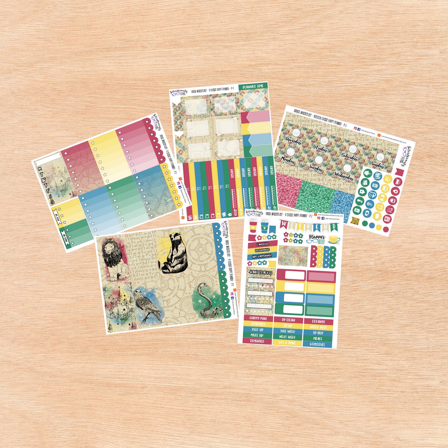 School House Mascots Sticker Kit - Vertical Classic Happy Planner, Vertical, Planner Stickers, UK