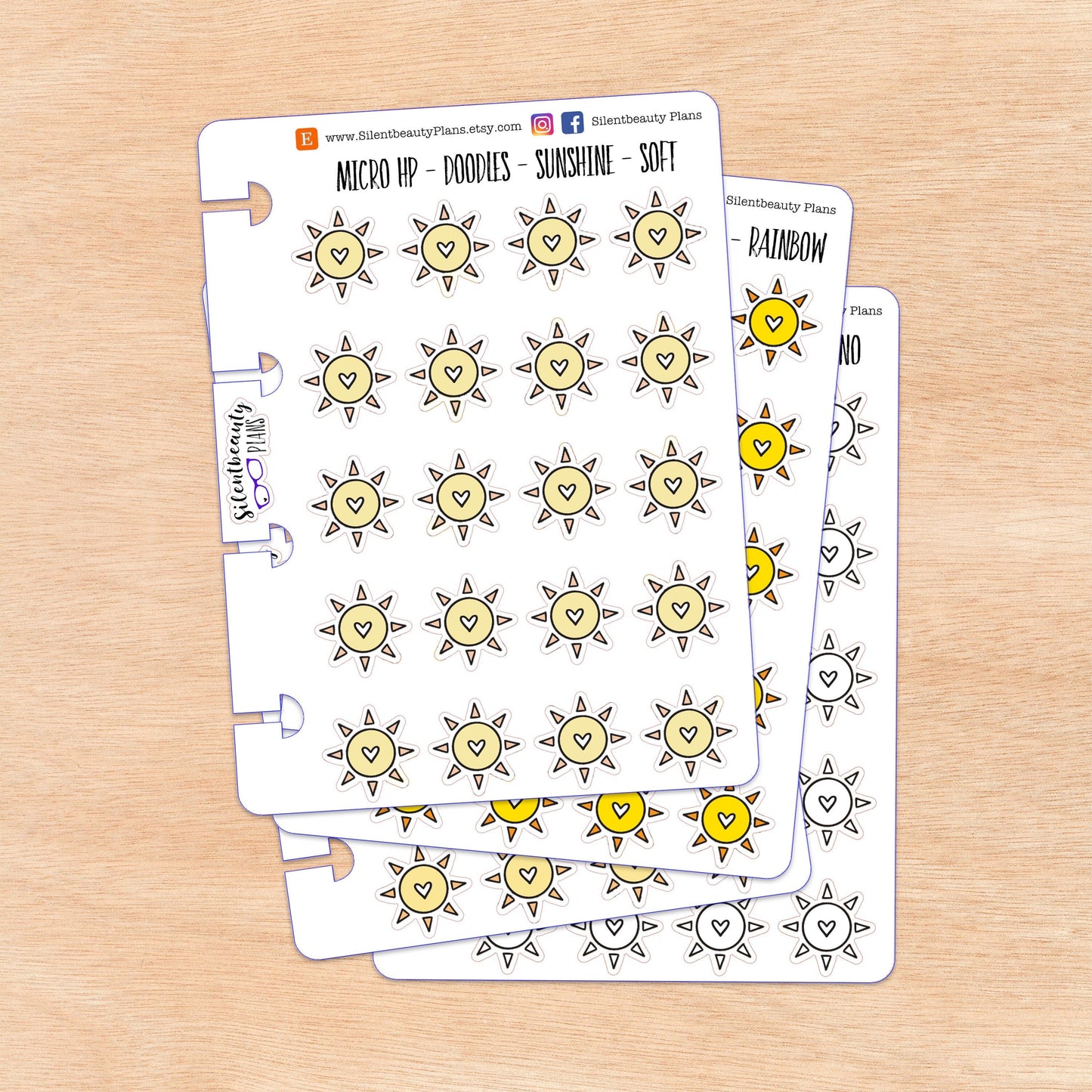 Doodle Sunshine Stickers | 4 Colour Options | Micro Disc