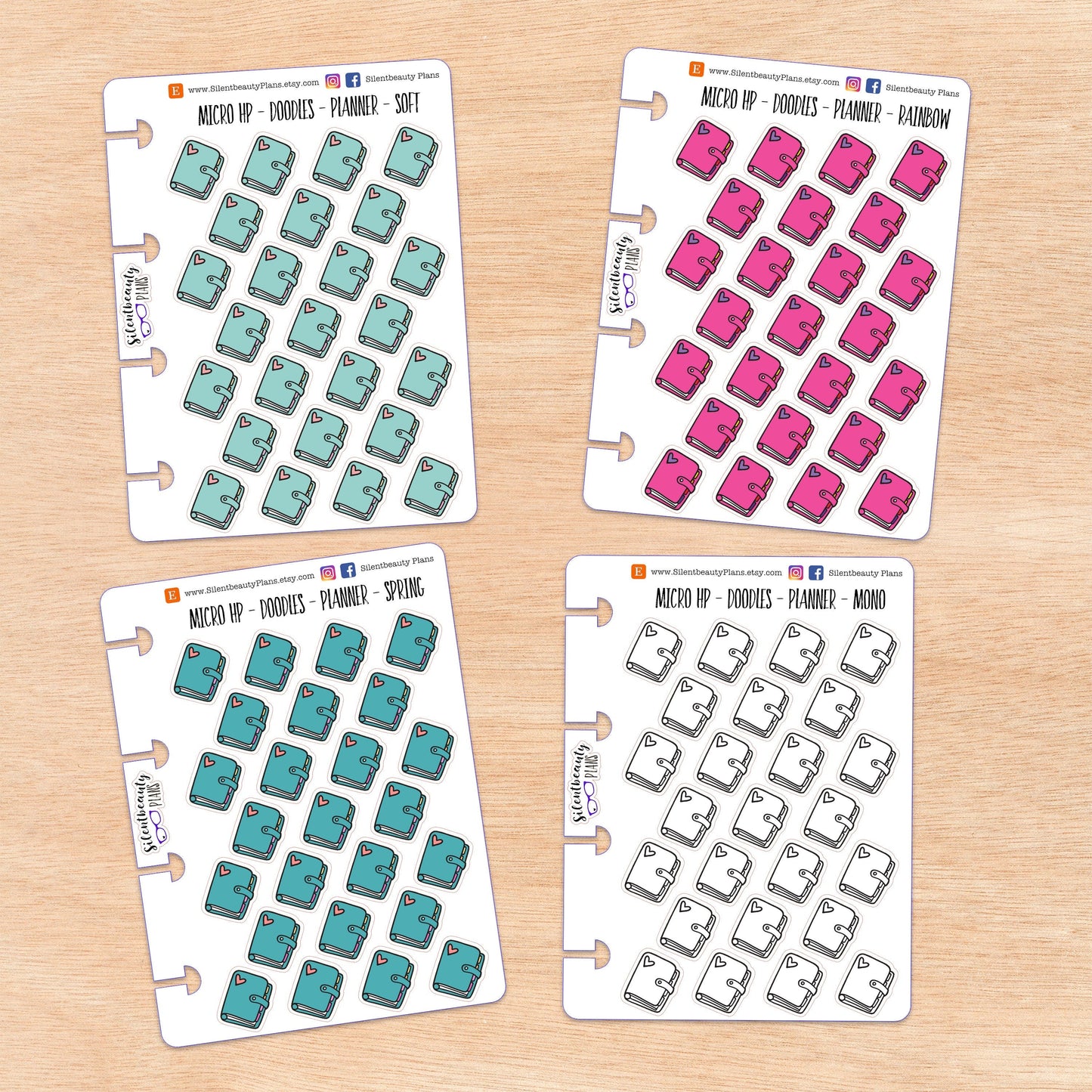Doodle Planner Stickers | 4 Colour Options | Micro Disc