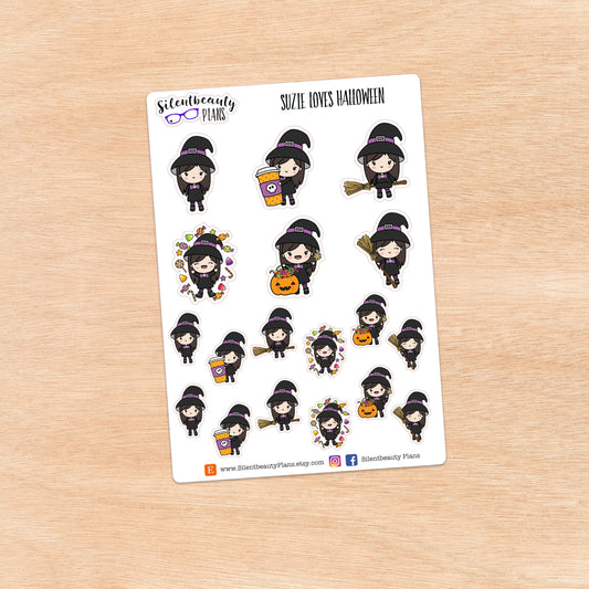 Suzie loves Halloween - Cute Girl Stickers