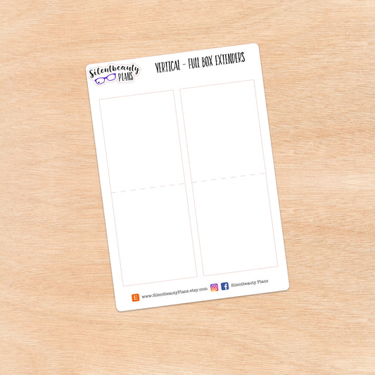 Full Box Extender Stickers - 2 Options - Horizontal or Vertical - 9 Options - Icon Stickers - Planner Stickers, UK