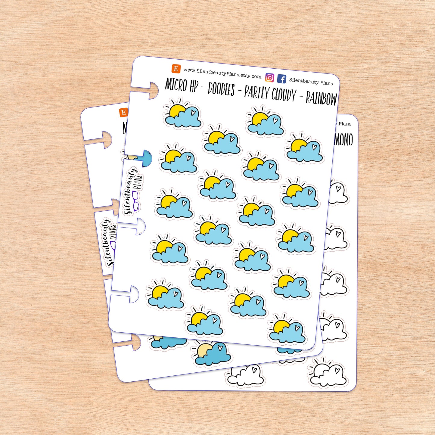 Doodle Partly Cloudy - Partly Sunny | 4 Colour Options | Micro Disc