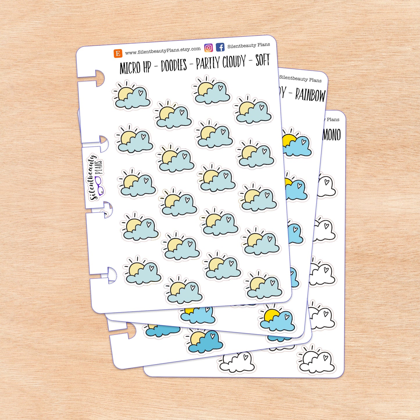 Doodle Partly Cloudy - Partly Sunny | 4 Colour Options | Micro Disc