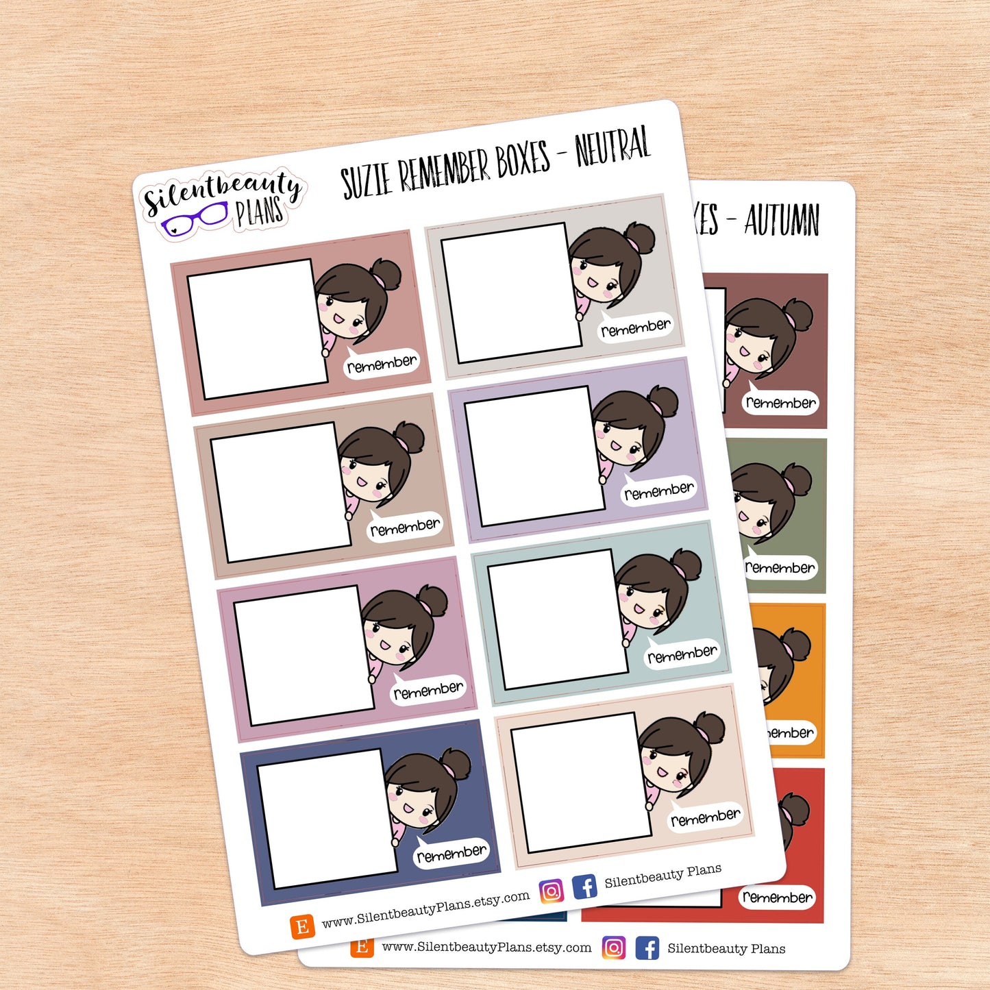 Suzie Remembers Half Box Stickers | 4 Colour Options - Cute Girl Stickers