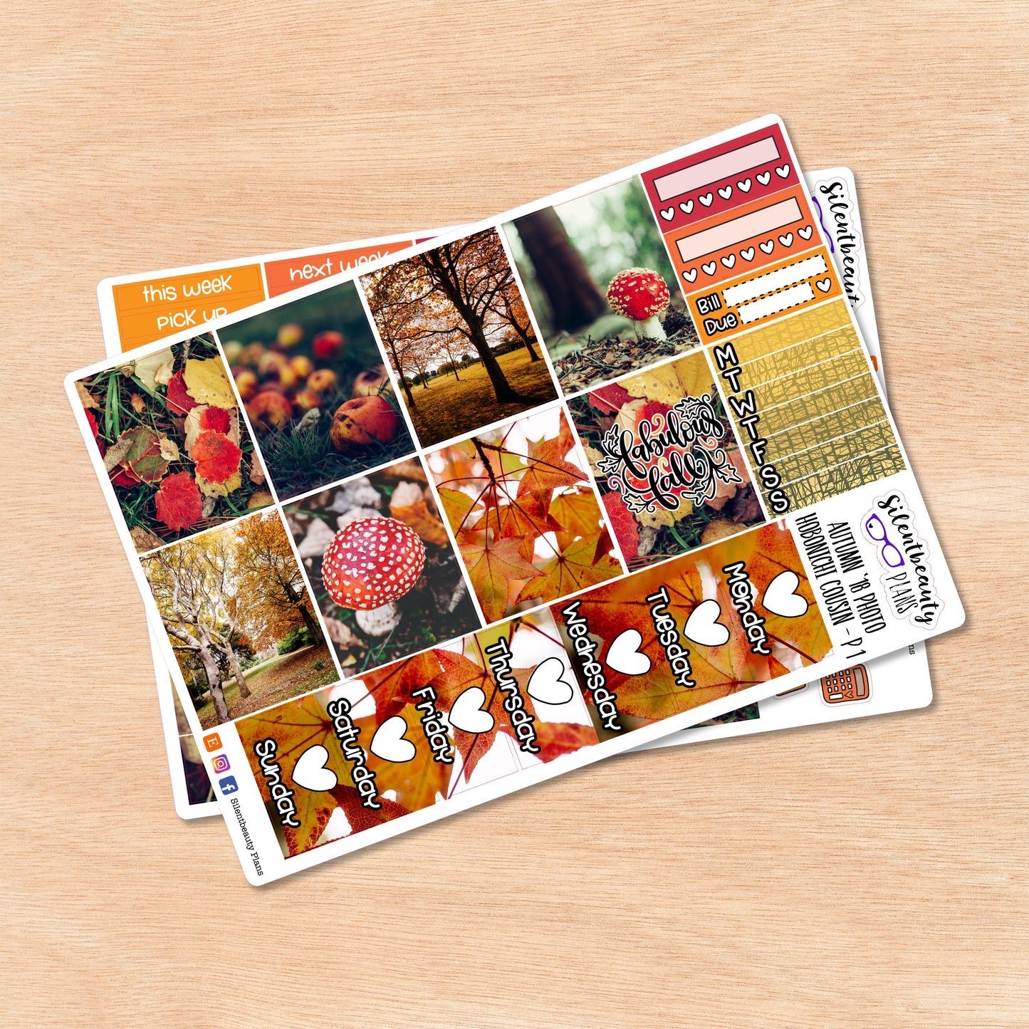 Autumn Photo Weekly Sticker Kit | Hobonichi Cousin | 2 Format Options