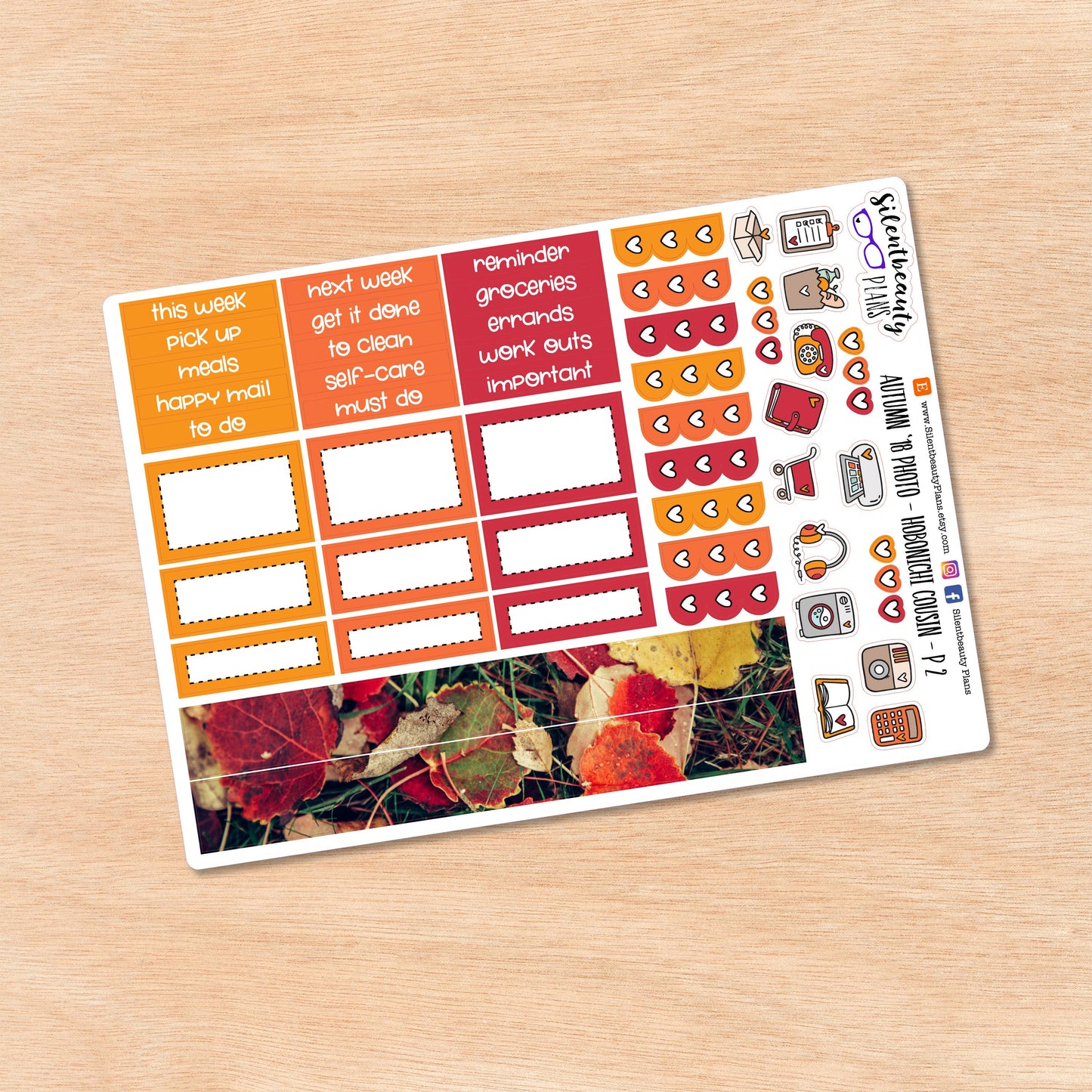 Autumn Photo Weekly Sticker Kit | Hobonichi Cousin | 2 Format Options